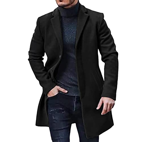 Kurzmantel Herren, Wollmantel Herren Herbst Winter Mantel - Parka Grau Kurzmantel Winterjacken Schwarz Übergangsmantel Warme Slim Fit Business Herrenmantel Lange Trenchcoat Jacken von Jabidoos