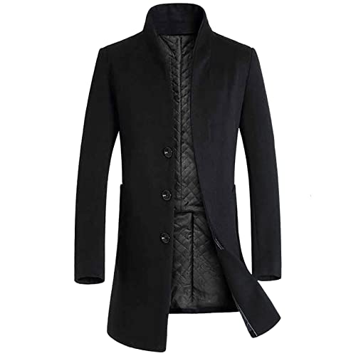 Kurzmantel Herren, Wollmantel Herren Warm Schwarz Mantel - Winterjacke Männer Übergangsjacke Warme Übergangsmantel Stehkragen Herrenmäntel Grau Winter Kurz Slim Fit Business von Jabidoos