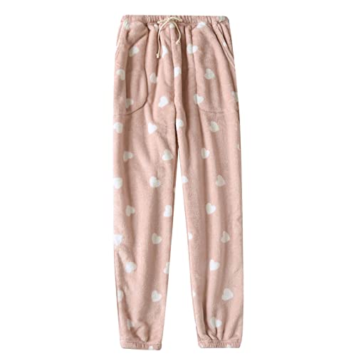 Kuschelhose, Pyjama Hosen Damen Flanell Schlafhose - Schlafanzughose Liebesdruck Plüschfell Kawaii Anime Weich Pyjamahose Mit Kordelzug von Jabidoos