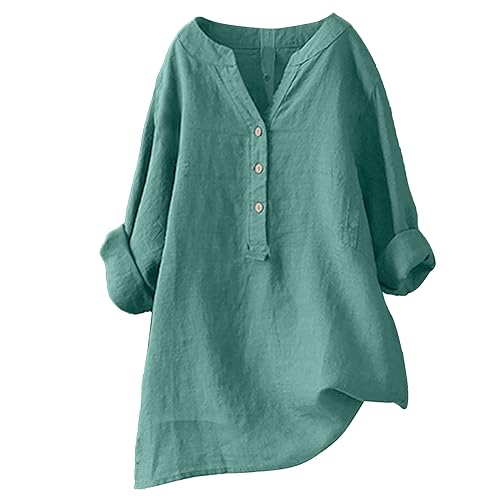 Longbluse Damen Lässig Für Leggings Sommer Lose Longbluse Revers Shirts Langarm Oversize Casual Lang Tops Blusenshirt Lässig V-Ausschnitt Elegant Tunika Tops Langarmshirt von Jabidoos