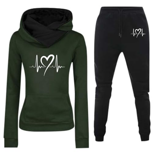 Loungewear Damen, Hausanzug Damen Lang Zweiteiler Trainingsanzug - Sport Set 2 Teiler Thermo Anzug Herbst Sportanzug Warme Jogginganzug Velour 2teilig Freizeitanzug Oberteil Hose Kapuzenjacke Langarm von Jabidoos