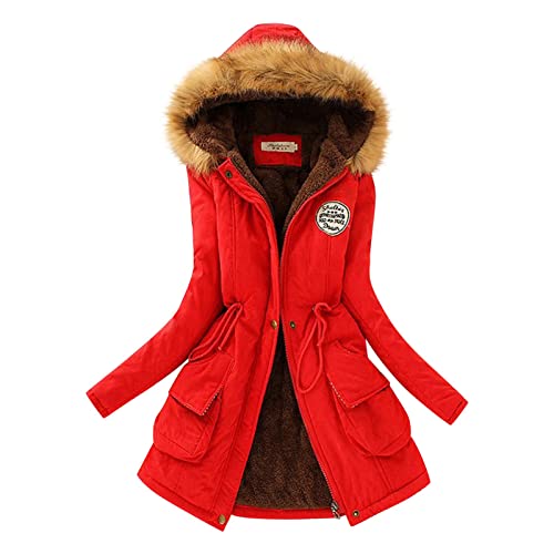 Mantel Damen, Jacke Damen Warme Gefüttert Wintermantel - Mädchen Daunenjacke Mantel Lang Damenjacke Warm Winterjacke Mit Fellkapuze, Steppjacke, In Daunenoptik, Winterjacke, Gefütterte von Jabidoos