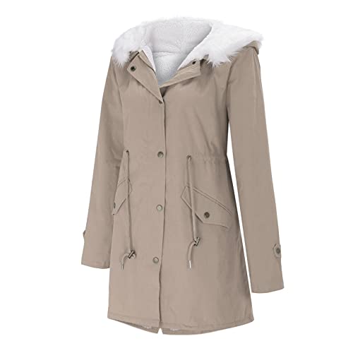 Mantel Damen Winter, Mantel Damen Warme Lang Winterjacke - Jacket Reißverschluss Daunenjacke Flauschige Outdoor Parka Mit Fellkapuze von Jabidoos