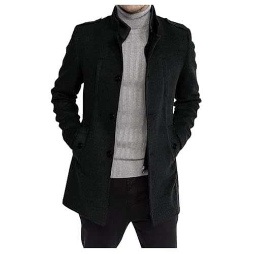 Mantel Herren, Mantel Herren Winter Warm Wolljacke - Übergangsmantel Grau Jacke Herbst Coat Wolle Herrenmantel Business Reverskragen Trenchcoat Winterjacke Mit Taschen von Jabidoos