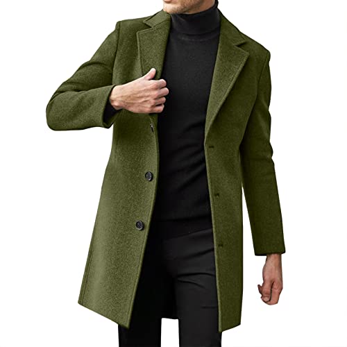 Mantel Herren, Wollmantel Herren Herbst Winter Wolljacke - Wintermantel Grau Winterparka Schwarz Herrenmäntel Business Herbstmantel Stehkragen Lange Jacke Kerbkragen Trenchcoat Einreiher Mantel Warme von Jabidoos