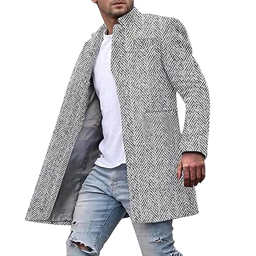 Mantel Herren Winter, Wollmantel Herren Schwarz Herbst Wolljacke - Winterjacken Business Filzmantel Winter Windjacke Stehkragen Übergangsjacke Herrenmantel Warm Mantel Wolle von Jabidoos