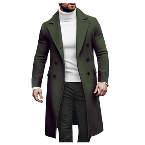 Mantel Herren beige, Wintermantel Herren Herbst Warm Mantel - Warme Herrenmäntel Männer Dufflecoat Lang Herrenmantel Wolle Reverskragen Trenchcoat Business Winterjacke Mit Taschen von Jabidoos