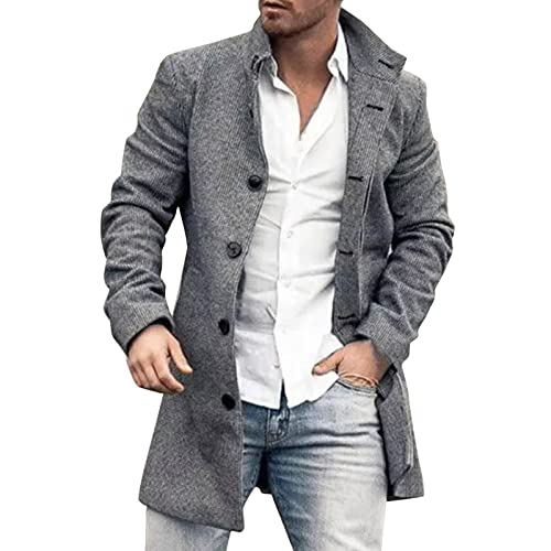 Mantel schwarz Herren, Wolljacke Herren Wolle Schwarz Wollmantel - Winterjacke Business Jacke Warme Coat Winter Winterparka Mantel Slim Fit Zweireihig Revers Herrenmantel Baumwolle von Jabidoos