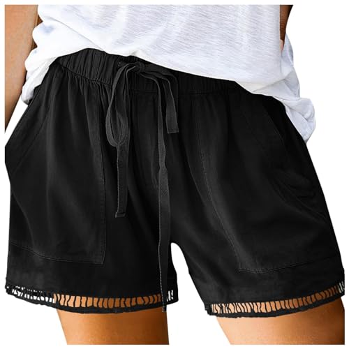 Musselin Shorts Damen Freizeit Kurze Freizeithose Musselin Shorts Casual Leicht Elegant Musselin Hose Leinenhose Lockere Musselin Sommer Stoffhose Sporthose von Jabidoos