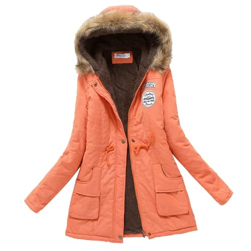 Parka Damen, Jacke Damen Lang Warme Winterjacke - Parka Plüschjacke Frauen Damenjacke Mädchen Winterjacken Mantel Lange Mit Fellkapuze Steppjacke Wintermantel von Jabidoos