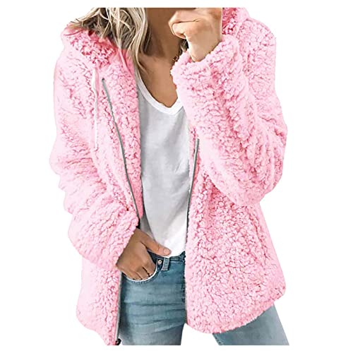 Plüschjacke Damen, Teddyjacke Damen Strickfleecejacke - Einfarbig Plüschjacke Kuscheljacke Flauschig Herbst Winter Pulli Sweatjacke Mit Reißverschluss von Jabidoos