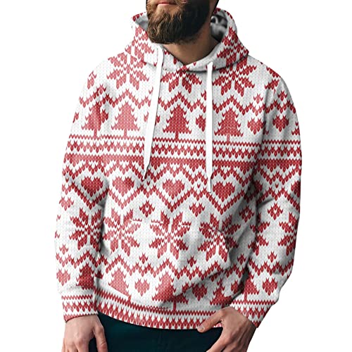 Pullover Herren Weihnachten, Hoodie Weihnachten Herren Oversized Langarm Weihnachtshoodie - Pulli Mode Hoodies Komfortabel Kapuzenshirt Mit Taschen Weihnachtspulli Casual Christmas X-Mas Sweatshirt von Jabidoos