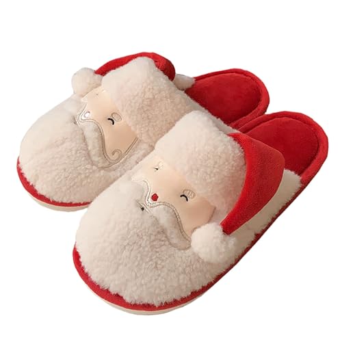 Rentier Hausschuhe, Hausschuhe Weihnachten Damen Winter Warme Slipper - Weihnachtsschlappen Hauspantoffeln Lustige Weihnachtspantoffel Weiche Plüschpantoffeln Flauschig Schlappen Mit Gummi Sohle Home von Jabidoos