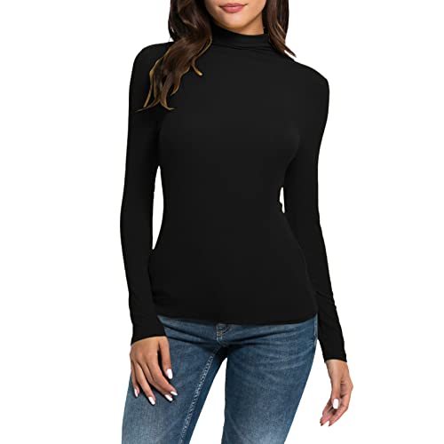 Rollkragenpullover Damen Rollkragenshirt Langarmshirt Damen Eng Thermo Oberteil Slim Fit Basic Tops Stehkragen Turtleneck Pullover Unterziehshirt Rollkragen-Shirt Elegante Oberteile von Jabidoos