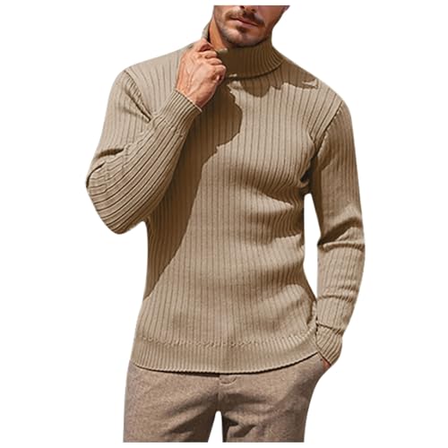 Rollkragenpullover Herren, Pulli Herren Winter Warm Strickpullover - Arbeitspullover Ohne Kapuze Langarmshirt Streetwear Sweater Aesthetic Rollkragenpullover Merino Fleecepullover Rollkragen Pullover von Jabidoos