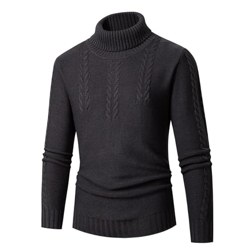 Rollkragenpullover Herren, Pullover Herren Winter Warm Pulli - Sweater Casual Winterpullover Merino Langarm Sweatshirts Outdoor Arbeitspullover Strickpullover Zopfmuster Herbst Grobstrick Einfarbig von Jabidoos