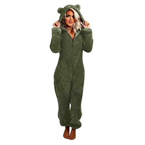 Schlafanzug Damen, Jumpsuit Damen Winter Flanell Hausanzug - Schlafanzug Baumwolle Homewear Zweiteiler Jogginganzug Langarm Hausmantel Herbst Flauschig Warm Fleece Pyjama Kuschelig von Jabidoos