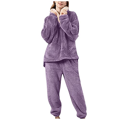 Schlafoverall Damen, Jumpsuit Damen Winter Flanell Hausanzug - Loungewear Herbst Damenschlafanzug Teenager Baumwolle Freizeitanzug Kuschel Kuschelig Warm Flauschig Pyjama Set Polar Pjs Revers Nacht von Jabidoos