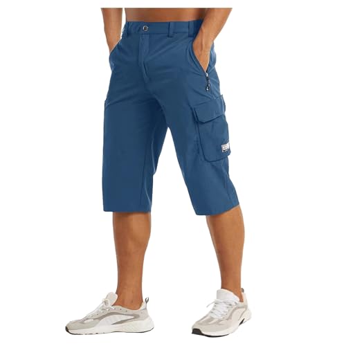 Sporthose Herren 3/4 Lang - Leicht Sommer Caprihose, Schnelltrocknend Outdoor Shorts Mit 7 Taschen Atmungsaktiv Wandern Bermuda Kurze Stretch Radhose von Jabidoos