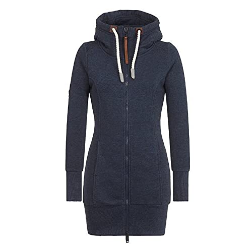 Strickjacke Mit Kapuze Damen,Sweatjacke Damen Mit Kapuze Kapuzenjacke - Hoodie Jacke Reißverschluss Strickjacke Fleecejacke Lang Taschen Kapuzenpulli von Jabidoos