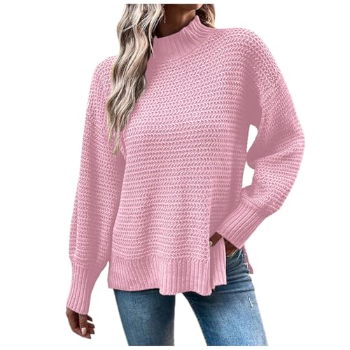 Strickkleid Damen Winter, Strickpullover Damen Gestreifter Pullover - Dicker Lochpullover Rundhals Casual Lose Winterpullover Herbst Einfach Vielseitig Langarm Sweatshirts von Jabidoos