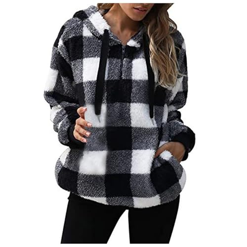 Sweatjacke Damen, Fleecejacke Damen Gefüttert Teddy Plüschjacke - Flauschig Kapuzenjacke Langarm Sweatjacke Aesthetic Kunstfell Winter Plus Fleecepullover Sweatshirt Dicke Hoodie Mit Kapuze von Jabidoos