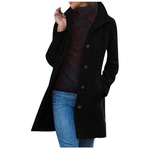 Trenchcoat Damen, Langer Damen-Trenchcoat aus Wolle für Herbst und Winter von Jabidoos