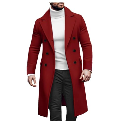 Trenchcoat Herren, Wintermantel Herren Herbst Warm Mantel - Warme Herrenmäntel Männer Dufflecoat Lang Herrenmantel Wolle Reverskragen Trenchcoat Business Winterjacke Mit Taschen von Jabidoos