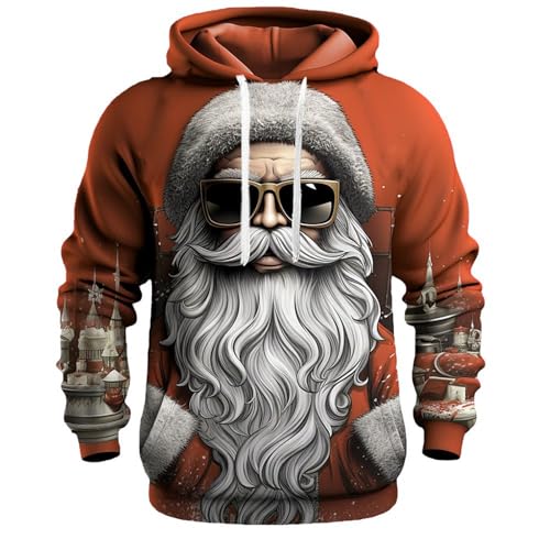 Weihnachtspullover, Hoodie Weihnachten Herren Männlich Lustig Ugly Weihnachts - Pulli Winter Weihnachtspullover Hässlich Weihnachtskleidung Weihnachtspulli Mode 3D Druck Christmas Kapuzenpullover Mit von Jabidoos