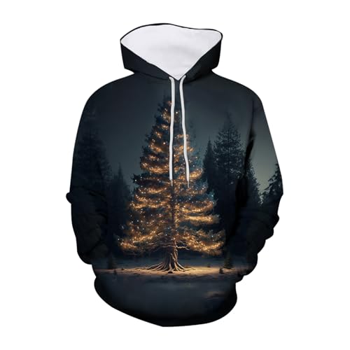 Weihnachtspullover Baumwolle, Weihnachtshoodie Männlich Winter Oversized Hoodie Weihnachten Herren - Weihnachtskleidung 3D Druck Weihnachtspulli Mit Taschen Kapuzenshirt Ugly Sweatshirts Hässlich Fit von Jabidoos