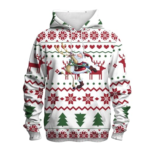 Weihnachtspullover Herren, Weihnachtshoodie Herren Hässlich Oversized Christmas Hoodie - Kapuzenpulli Komfortabel Weihnachtspulli Rundhals Pulli Lose Weihnachtskleidung Winter Casual X-Mas Sweatshirt von Jabidoos