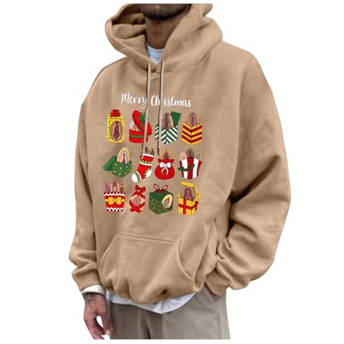 Weihnachtspullover Herren lustig, Hoodie Weihnachten Herren Warm Winter Weihnachtshoodie - Weihnachtspullover Ugly Kapuzenshirt Mode Kapuzenpulli 3D Druck Weihnachtspulli Mit Taschen Lustig Christmas von Jabidoos