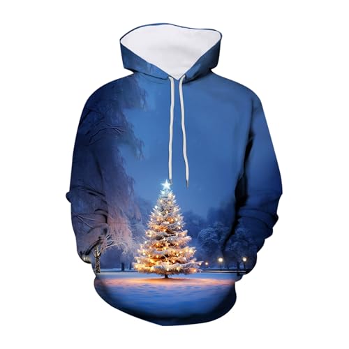 Weihnachtspullover lustig, Hoodie Weihnachten Herren Männlich Oversized Ugly Christmas - Kapuzenpulli Rundhals Weihnachtskleidung Casual Weihnachtspullis Warm Kapuzenshirt Mit Taschen Weihnachtspulli von Jabidoos