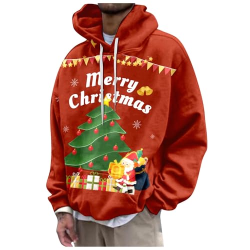 Weihnachtspullover männer, Hoodie Weihnachten Herren Ugly Lustig Weihnachtshoodie - Kapuzenpulli Hässlich Hoodies Sweatshirts Komfortabel Weihnachtspulli Mit Taschen Casual Christmas X-Mas Sweatshirt von Jabidoos