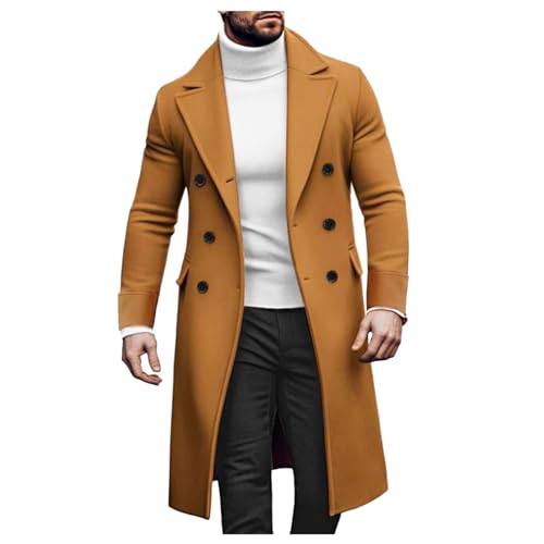 Winter Mantel Herren, Mantel Herren Wolle Herbst Wintermantel - Jacke Schwarz Coat Grau Trenchcoat Stehkragen Herbstmantel Slim Fit Zweireihig Revers Herrenmantel Business Baumwolle Wollmantel von Jabidoos