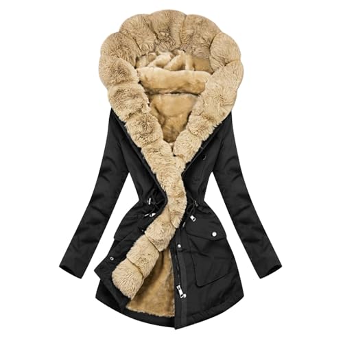 Winterjacke Damen, Parka Damen Gefüttert Warme Wintermantel - Winterjacken Winter Damenjacke Mädchen Mantel Outdoor Steppmantel Winterjacke Mit Fellkapuze von Jabidoos