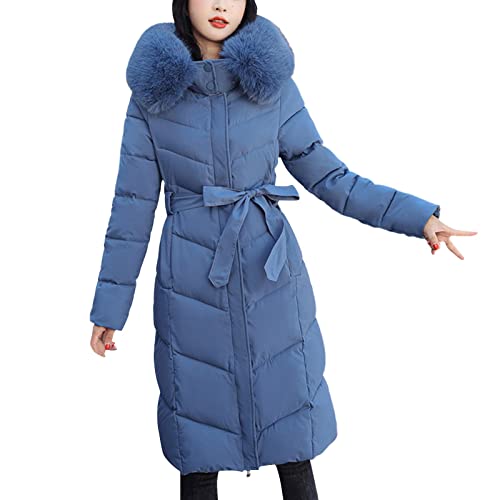 Winterjacke Damen Sale, Winterjacke Damen Lang Mit Fellkapuze Parka - Daunenjacke Lässig Winterjacken Warm Gefüttert Jacket Flauschige Winter Jacke Mittellang Pelzmantel von Jabidoos