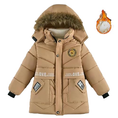 Winterjacke Jungen 134, Steppjacke Kinder Winterjacke Jungen Wintermantel Mit Kapuze - Verdickte Outdoor Jacke Kinder Blouson Winddicht Kapuzenparka Daunenjacke von Jabidoos