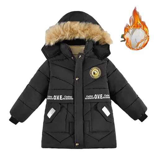 Winterjacke Kinder, Steppjacke Kinder Winterjacke Jungen Wintermantel Mit Kapuze - Verdickte Outdoor Jacke Kinder Blouson Winddicht Kapuzenparka Daunenjacke von Jabidoos