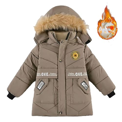 Winterjacke mädchen 110, Steppjacke Kinder Winterjacke Jungen Wintermantel Mit Kapuze - Verdickte Outdoor Jacke Kinder Blouson Winddicht Kapuzenparka Daunenjacke von Jabidoos