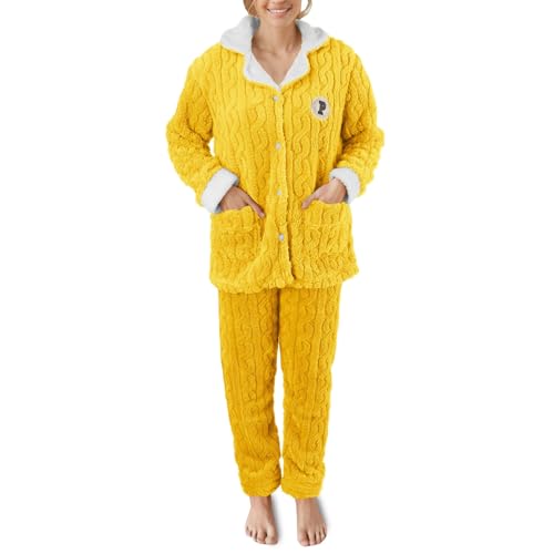 Zweiteiler Damen, Schlafanzug Damen Flanell Warmer Pyjama - Herbst Jogginganzug Lang Kuschel Outfit Frauen Hausanzug Kuschelig Warm Loungewear Flauschig Set Polar Pjs Revers Nachtwäsche Thermo Frei von Jabidoos