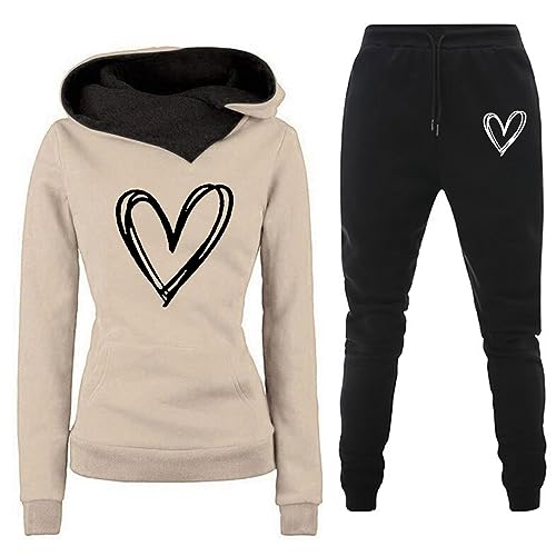 Zweiteiler Damen Jogginganzug, Trainingsanzug Damen Warme Baumwolle Hausanzug - Weich Freizeitanzug Lang Herbst Loungewear Winter Sportanzug Jogginganzug 2 Teilig Oberteil Und Hose Set von Jabidoos