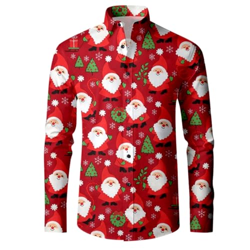 anzug hemd, Hemd Weihnachten Herren Lustig Hässlich Weihnachtshemd - Weihnachtsshirt Slim Fit Shirt Lustige Hemden Baumwolle Langarmhemd Schwarz Langarm Xmas Kostümhemd Businesshemden Für Festival Par von Jabidoos