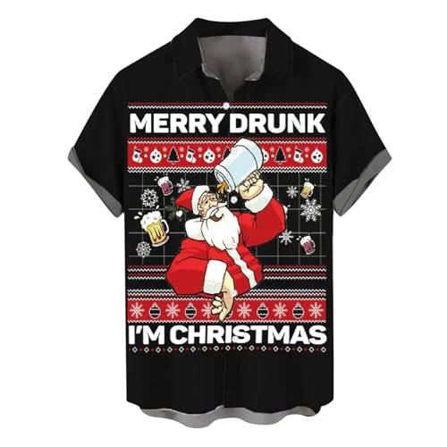 anzug hemd, Hemd Weihnachten Herren Lustig Ugly Weihnachtshemd - Hemden Hässlich Weihnachtskleidung Weihnachtsmänner Langarmshirt Stehkragen Hawaiihemd Santa Freizeithemd Xmas Shirt Funky Business Mit von Jabidoos