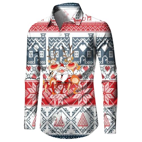 business hemd herren, Hemd Weihnachten Herren Baumwolle Hässlich Hemden - Weihnachtskleidung Lustige Weihnachtsoutfit Christmas Shirt Weihnachts Weihnachtshemd Langarm Xmas Kostümhemd Businesshemden F von Jabidoos