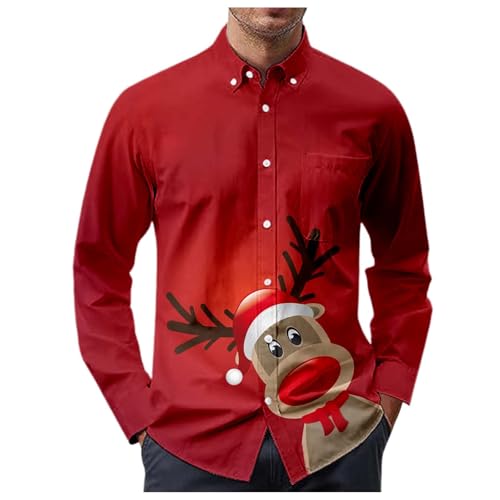 business hemd herren, Hemd Weihnachten Herren Baumwolle Ugly Hemden - Winter Shirt Weihnachtskostüm Christmas Herrenhemden Lustig Sweatshirt Button-Down Langarmshirts Freizeithemd Weihnachts Für Langa von Jabidoos