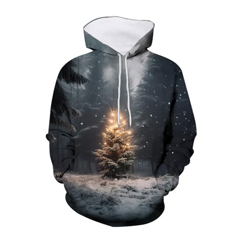 christmas pullover herren, Weihnachtshoodie Männlich Winter Oversized Hoodie Weihnachten Herren - Weihnachtskleidung 3d Druck Weihnachtspulli Mit Taschen Kapuzenshirt Ugly Sweatshirts Hässlich Fit Lan von Jabidoos