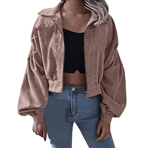 cord-hemd, Cord Jacke Damen Tasche Cordjacke - Blusenjacke Streetwear Longbluse Knöpfen Cordhemd Cordbluse Shirtjacke Musselin Bluse Oversize Shirt Hemdjacke Elegant V-Ausschnitt Mit Taschen Knopf Hem von Jabidoos