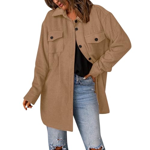 cord-hemd, Cordjacke Damen Tasche Cord Jacke - Shirtjacke Knöpfen Flanellhemd Oversize Blusenjacke Streetwear Übergangsmantel Freizeit Winterjacke Winter Langarm Button Down Oversized Cordhemd Mit Tas von Jabidoos