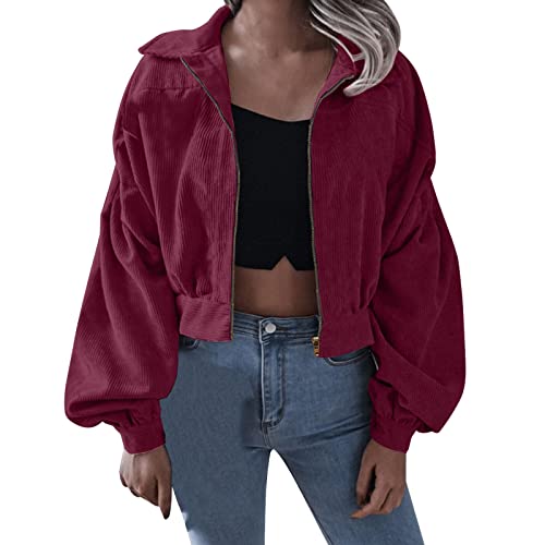 cord hemd damen, Cord Jacke Damen Winter Hemdjacke - Übergangsjacke Oversize Blusenjacke Knöpfen Freizeitjacke Tasche Freizeithemd V-Ausschnitt Kurz Button Down Langarmshirt Lässiges Corduroy Elegante von Jabidoos